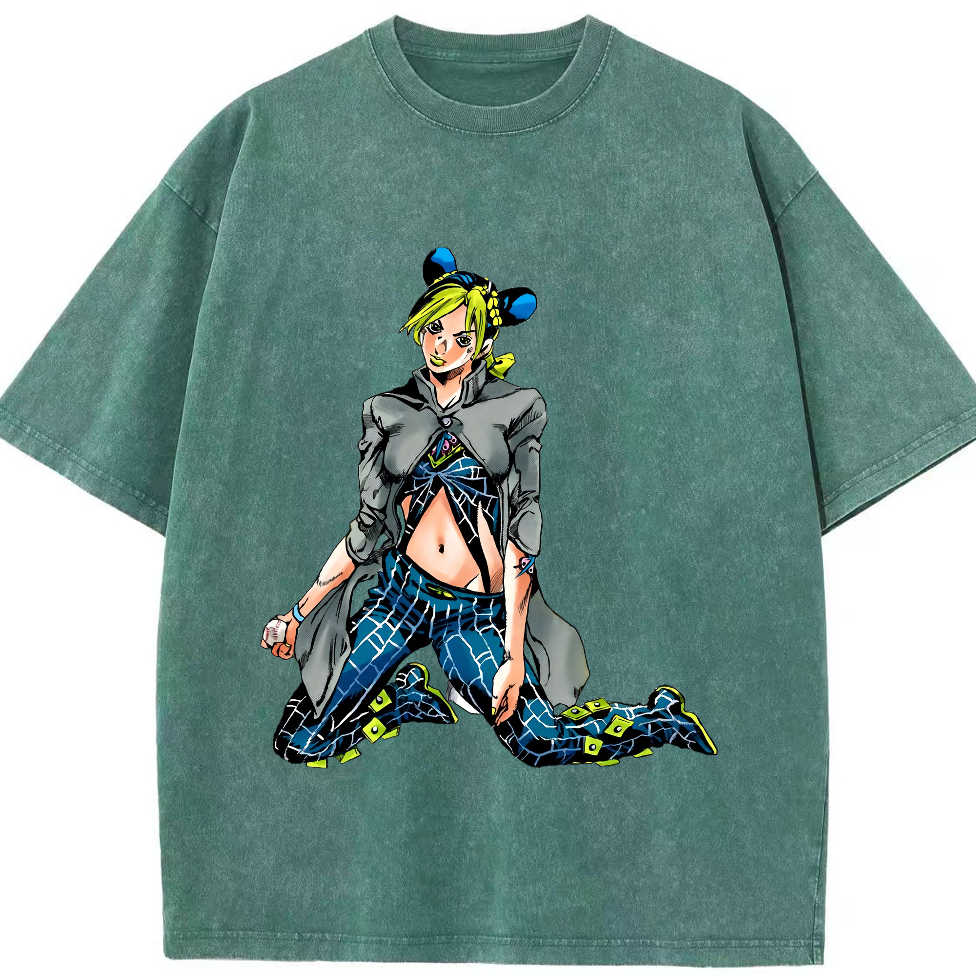 （画像用） "ジョジョの奇妙な冒険 くうじょう ジョリーン JoJo's Bizarre Adventure Jolyne Cujoh " 綿100% ヴィンテージ風 半袖Tシャツ（フロントプリント）
